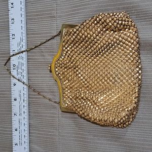 Vintage 1940s Whiting and Davis gold Mesh Evening bag. 5 x 4 inches
